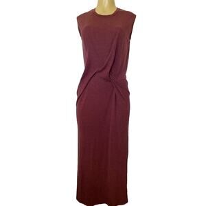 Iro Jeans Loyce Maxi Dress Twist Front Burgundy Red Sleeveless Crew Neck…